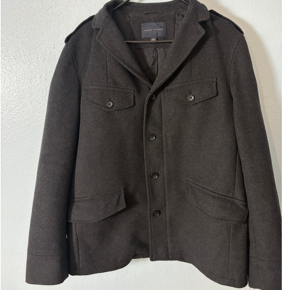 Banana Republic Mens Wool Cashmere Blend Field Jacket Coat Charcoal L Old Money
